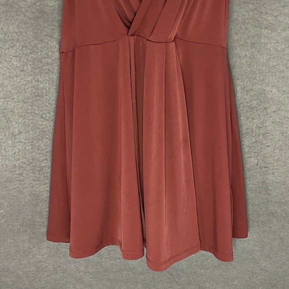 Torrid Top Sz 0 (L) Sleeveless V-Neck Rust Red Babydoll Flowy Stretch Tunic - Picture 5 of 12